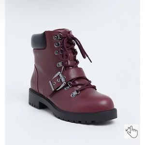 TORRID Leather Burgundy Combat Boots